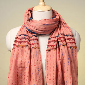  Marudhara Tagai Work Ajrakh Border Cotton Stole with Tassels 