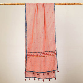  Marudhara Tagai Work Ajrakh Border Cotton Stole with Tassels 