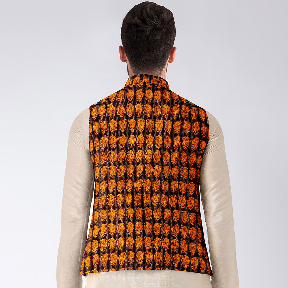 Men Nehru Jacket in Bagh Block Printing
 
 
