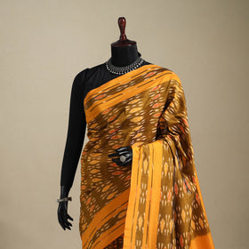 Orange - mercerised cotton handloom pochampally ikat saree