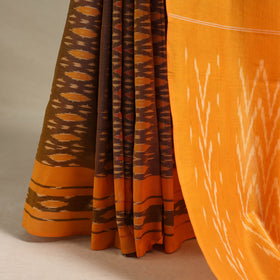 Orange - mercerised cotton handloom pochampally ikat saree