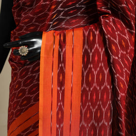 Orange - mercerised cotton handloom pochampally ikat saree