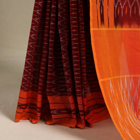 Orange - mercerised cotton handloom pochampally ikat saree