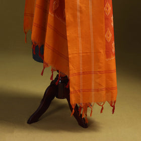 Orange - mercerised cotton pochampally ikat dupatta 08