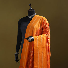 Orange - mercerised cotton pochampally ikat dupatta 08