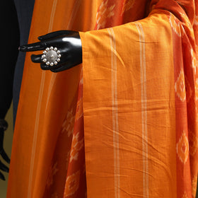 Orange - mercerised cotton pochampally ikat dupatta 08