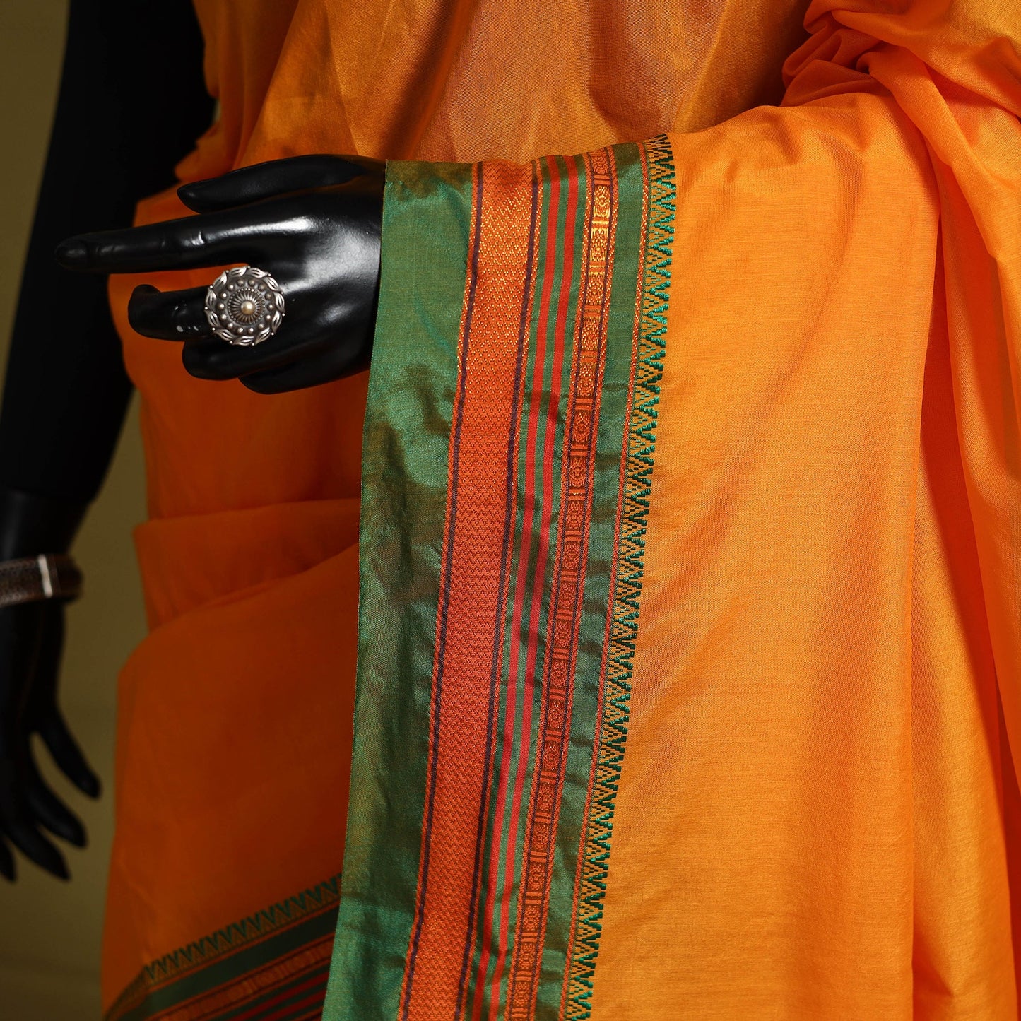 Orange - mercerized cotton ilkal saree with border 18