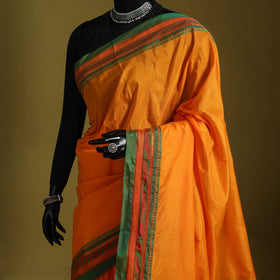 Orange - mercerized cotton ilkal saree with border 18