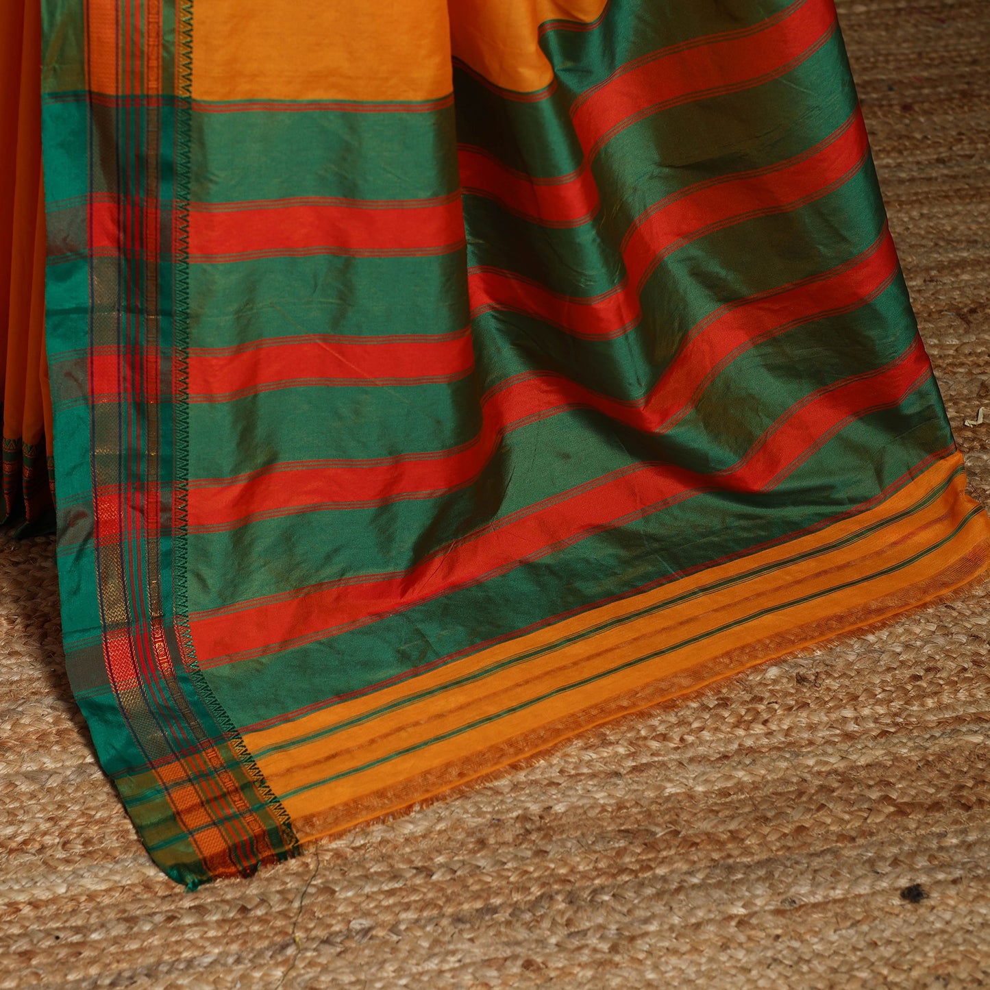 Orange - mercerized cotton ilkal saree with border 18