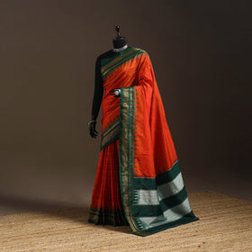 Mercerized cotton zari stripes ilkal saree with rudraksha