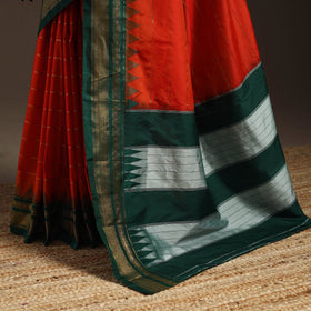 Mercerized cotton zari stripes ilkal saree with rudraksha