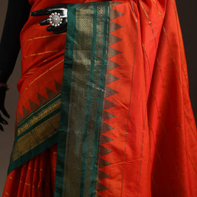 Mercerized cotton zari stripes ilkal saree with rudraksha