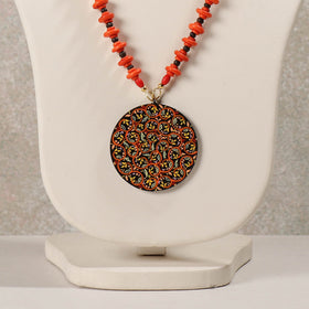 Orange - miniature handpainted wooden necklace with beads