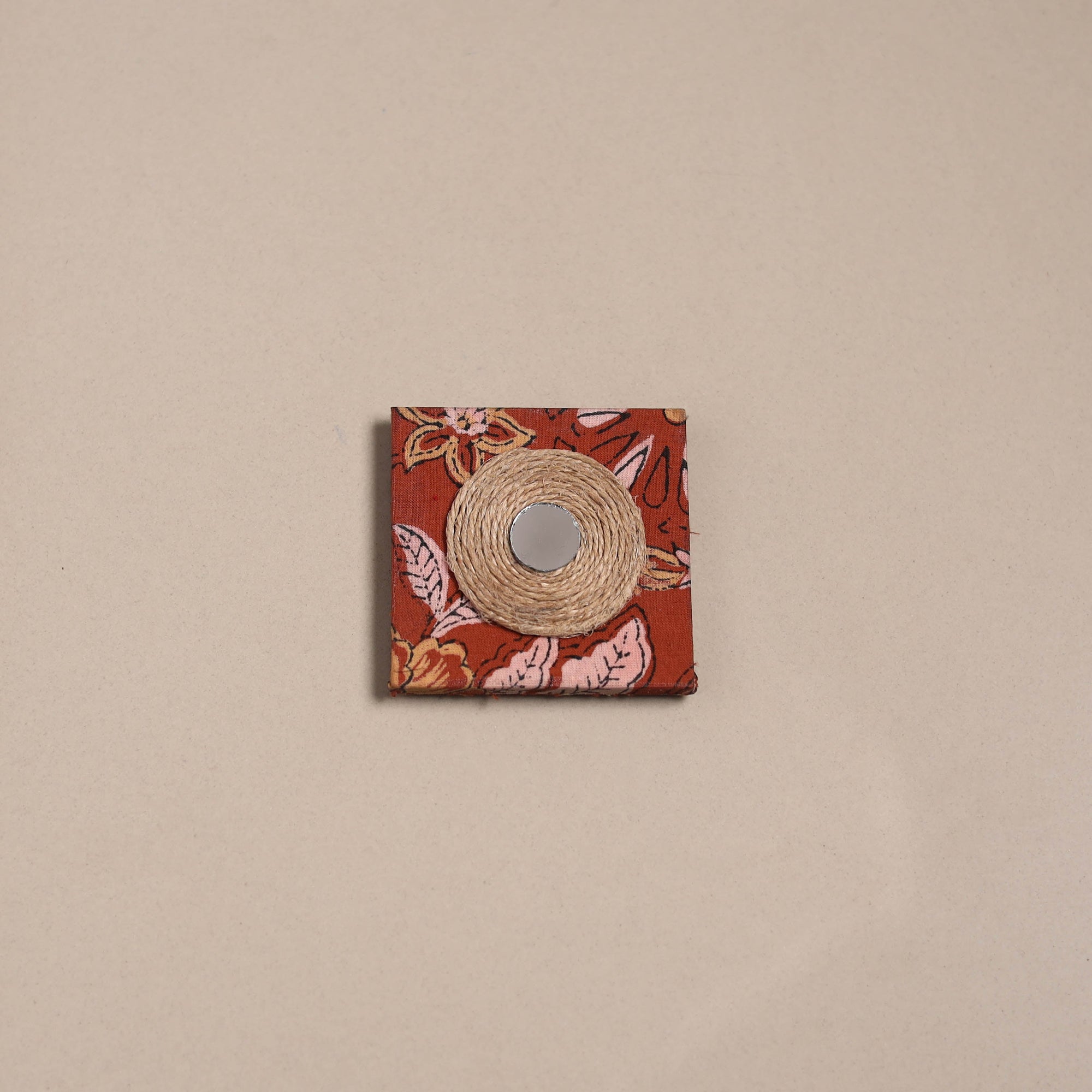 Orange - mirror work handmade fabart jute magnet 23