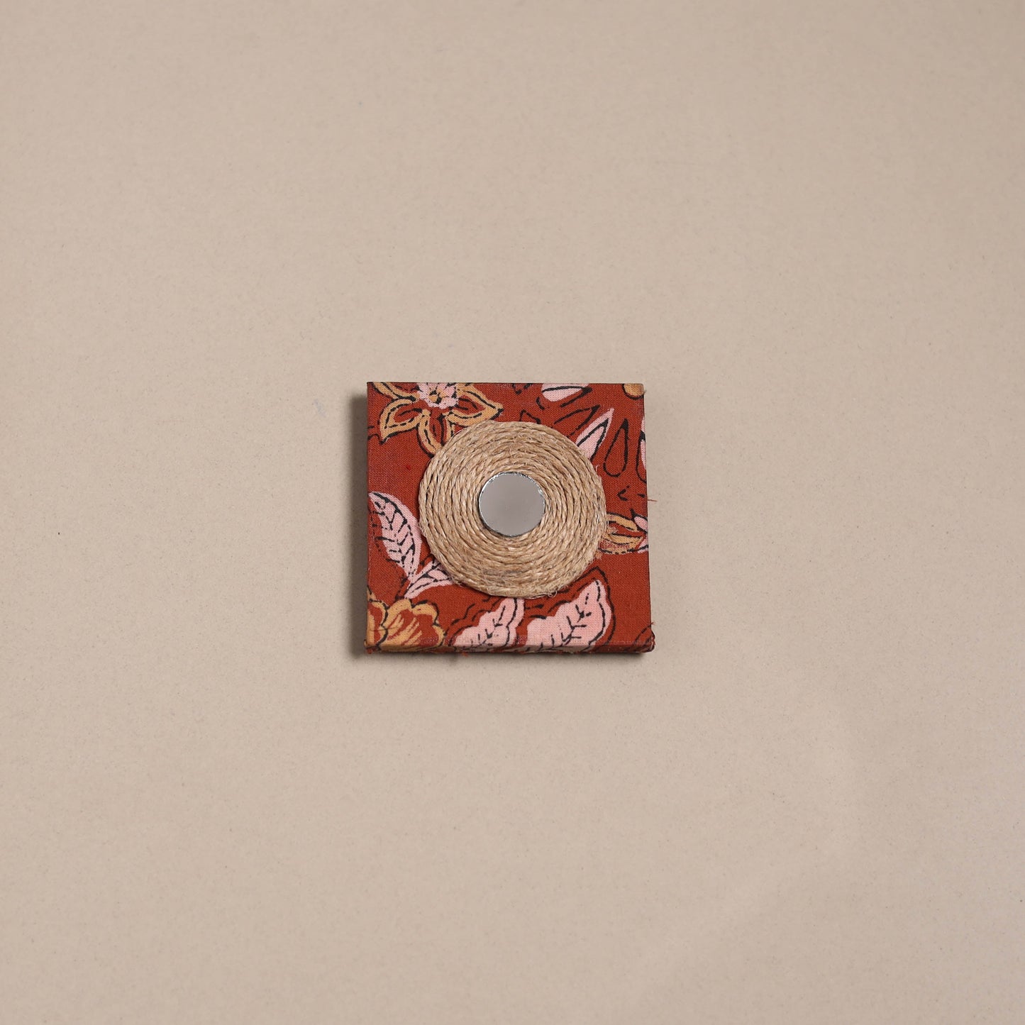 Orange - mirror work handmade fabart jute magnet 23
