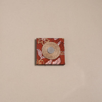 Orange - mirror work handmade fabart jute magnet 23
