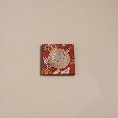 Orange - mirror work handmade fabart jute magnet 23