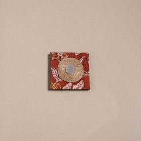 Orange - mirror work handmade fabart jute magnet 23