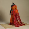 Orange - mul cotton figure work hand batik saree 01