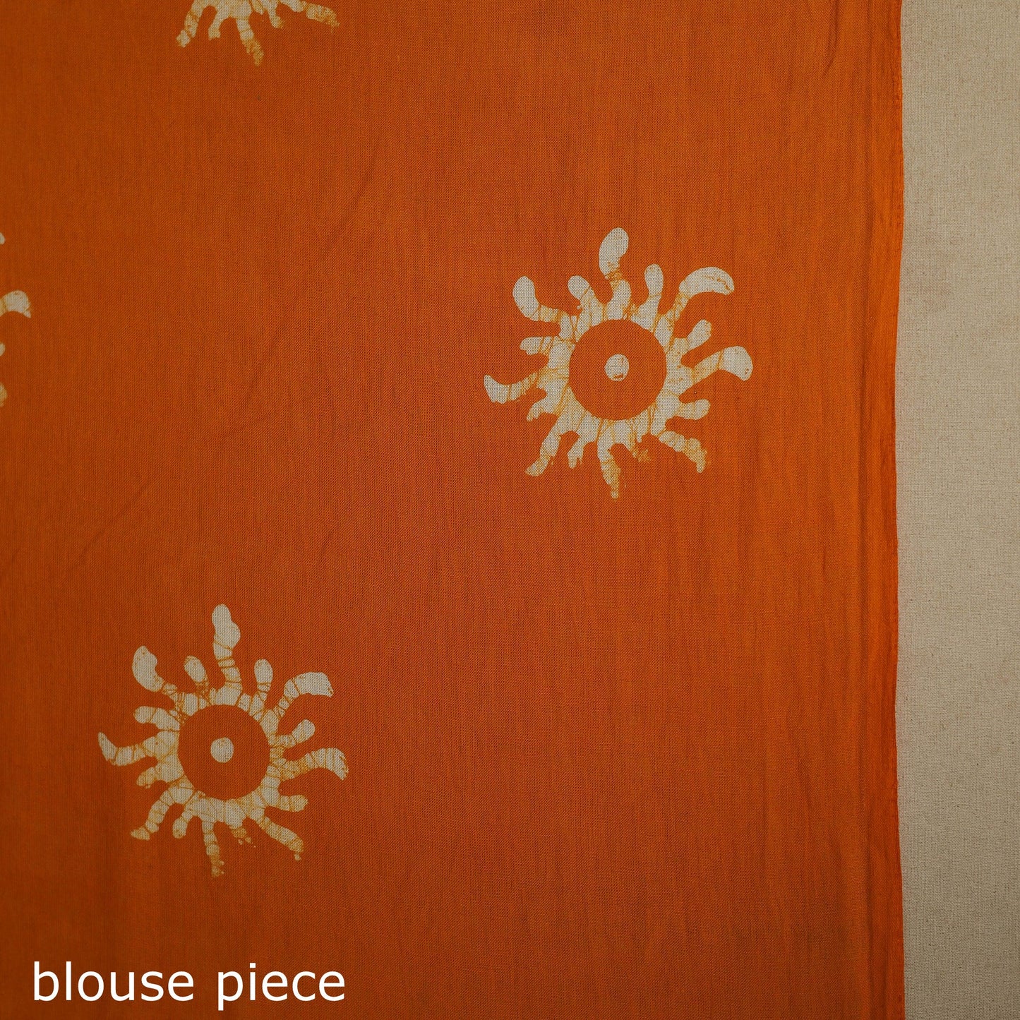 Orange - mul cotton hand batik saree 31 - handcrafted