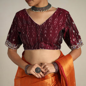 Mul Tissue Zari Orange Bengal Saree with Embroidered Blouse 