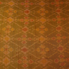 Orange - Multicolor - Handloom Raw Silk Pochampally Ika Fabric 10