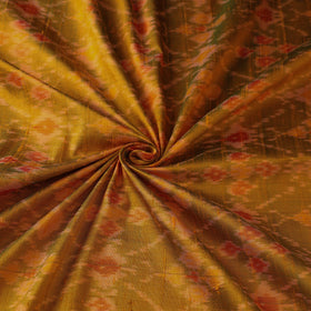 Orange - Multicolor - Handloom Raw Silk Pochampally Ika Fabric 10