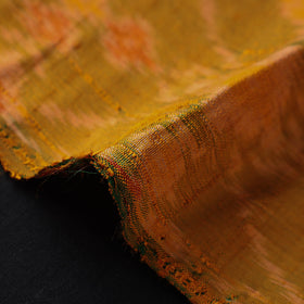 Orange - Multicolor - Handloom Raw Silk Pochampally Ika Fabric 10