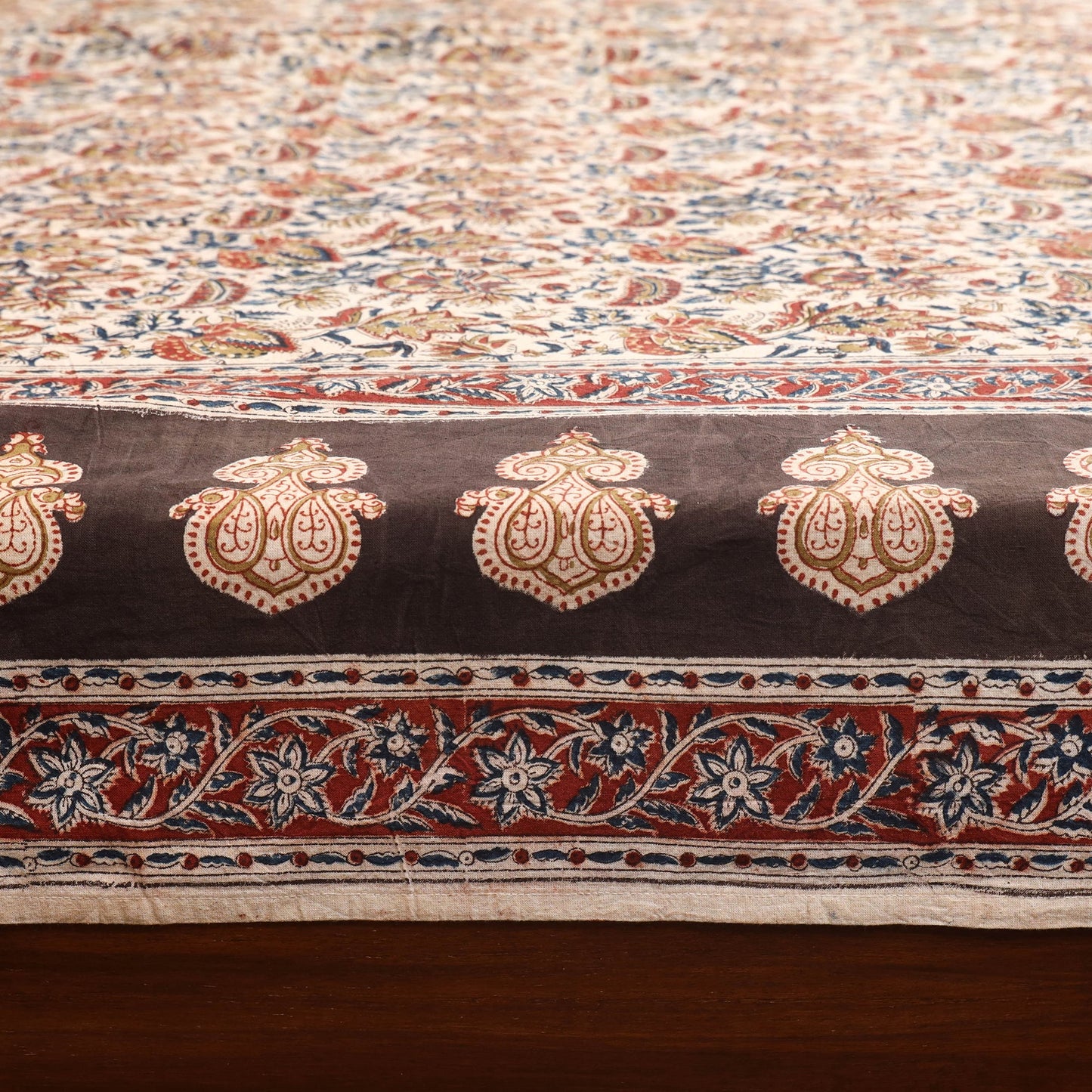 Orange - multicolor - pedana kalamkari cotton double bed