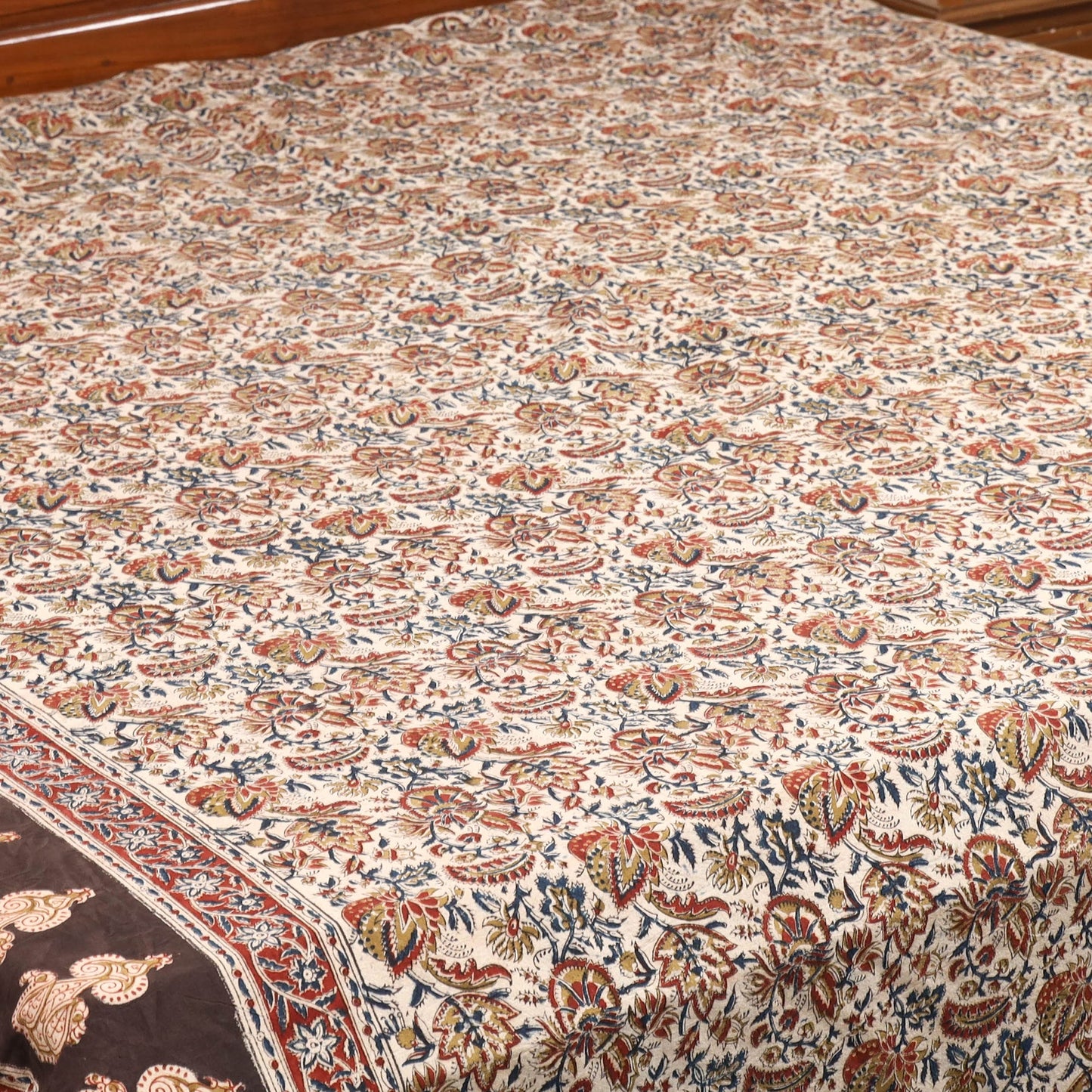 Orange - multicolor - pedana kalamkari cotton double bed