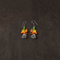 Orange - naaz german silver jhumki earrings with wooden