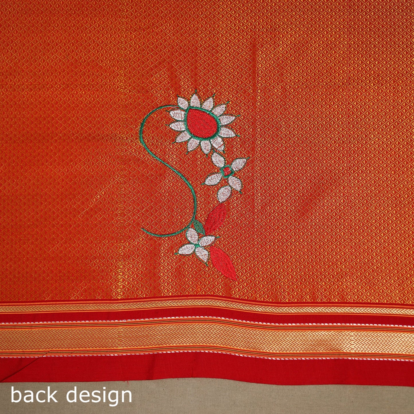 Orange - nathani work mercerised cotton khun blouse piece