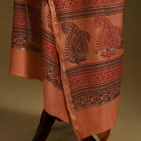 Orange - natural dyed printed chanderi silk bagh dupatta 27
