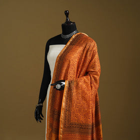 Orange - natural dyed printed chanderi silk bagh dupatta 47