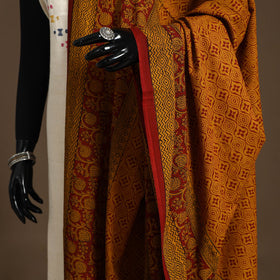 Orange - natural dyed cotton bagh dupatta 08 - handcrafted