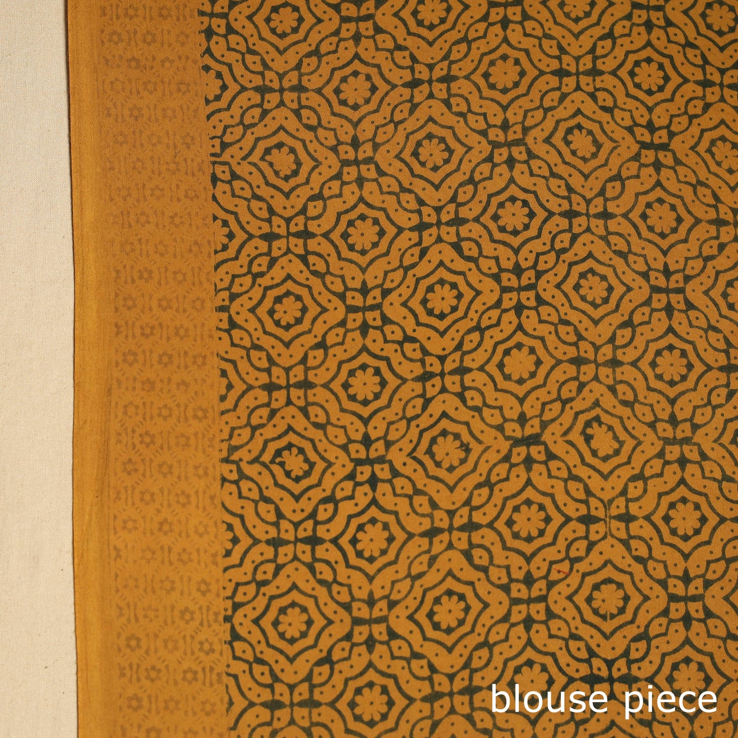 Orange Block Print Natural Dyed Cotton Bagh Saree