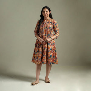 Natural dyed cotton hand block print pintuck kalamkari