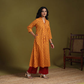 Orange - natural dyed cotton a-line bagh kurta 17