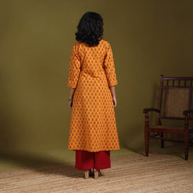 Orange - natural dyed cotton a-line bagh kurta 17