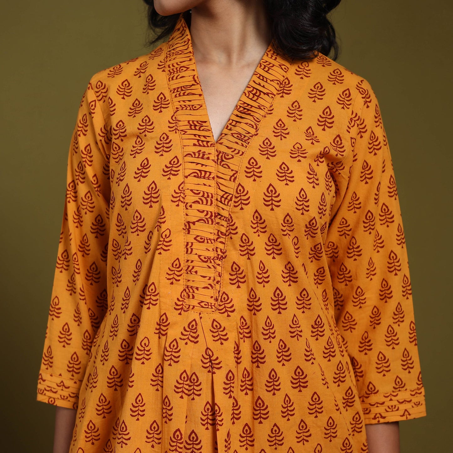 Orange - natural dyed cotton a-line bagh kurta 17