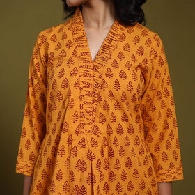 Orange - natural dyed cotton a-line bagh kurta 17