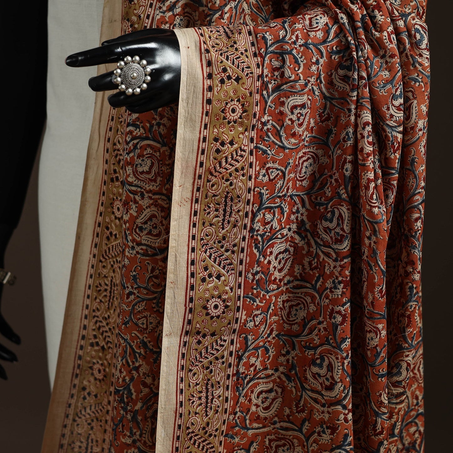 Natural dyed cotton pedana kalamkari dupatta 04