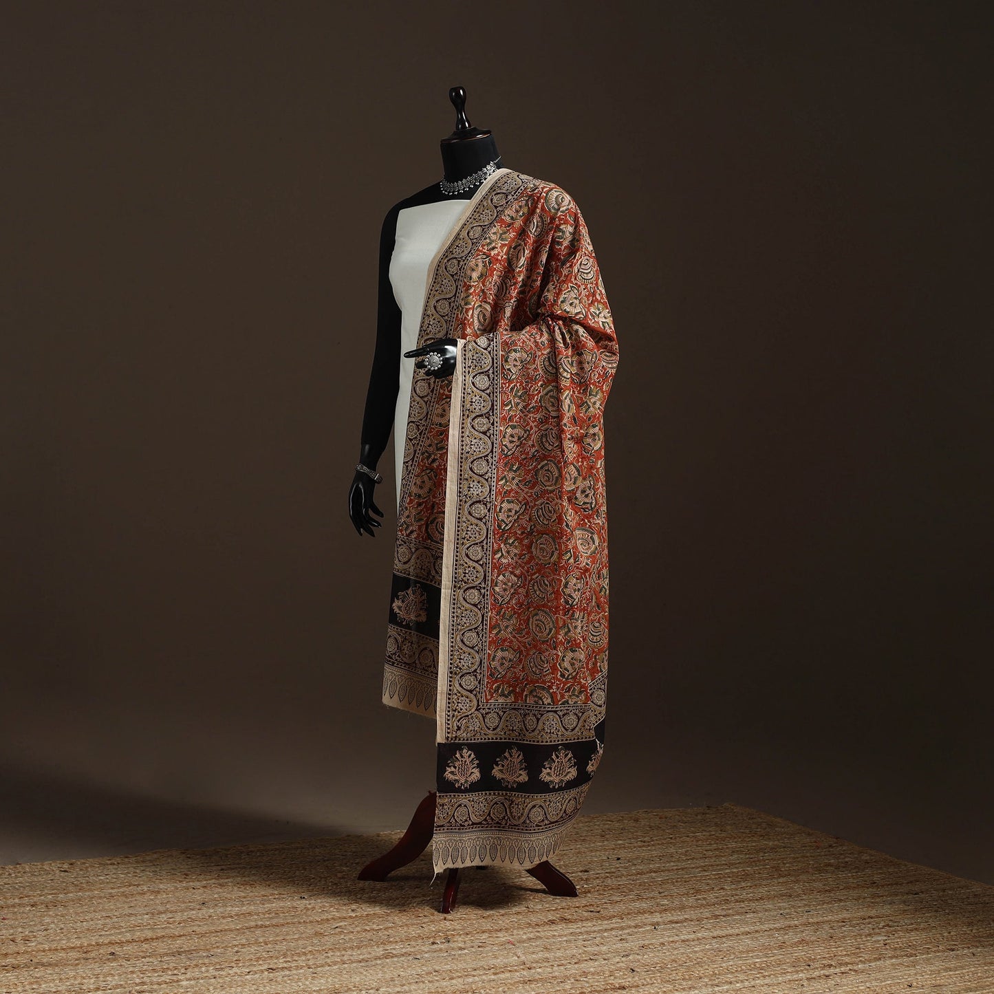 Natural dyed cotton pedana kalamkari dupatta 07