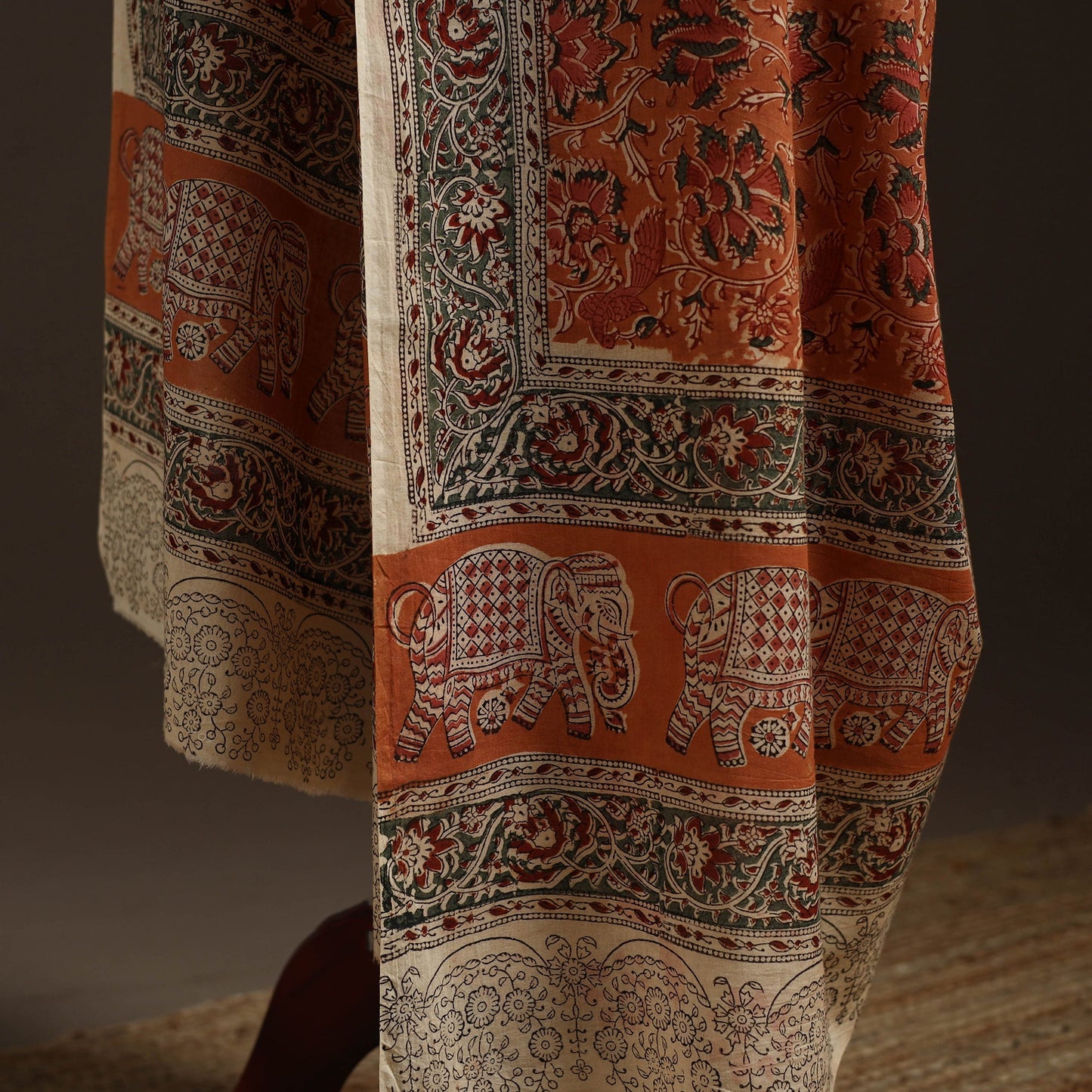 Natural dyed cotton pedana kalamkari dupatta 08