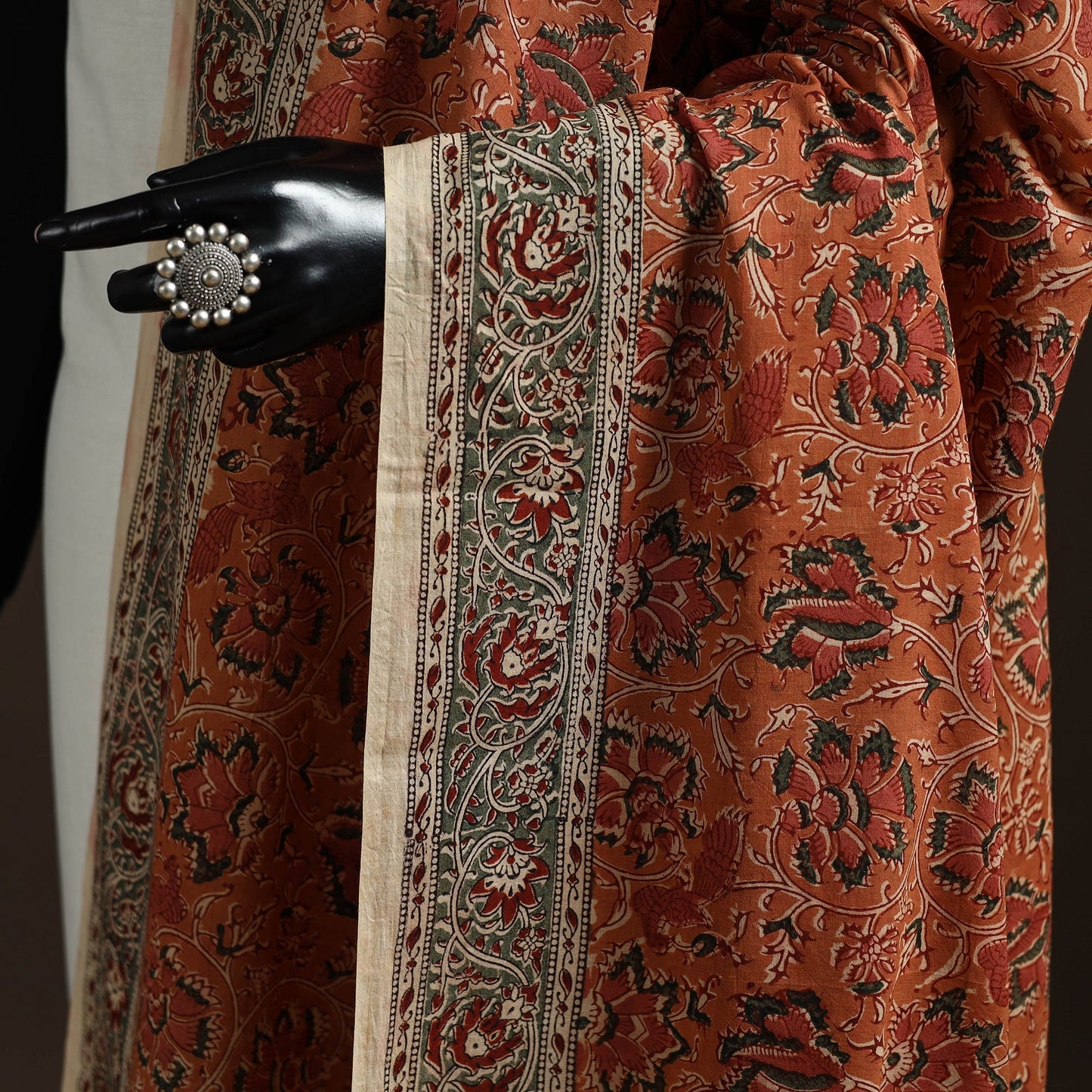 Natural dyed cotton pedana kalamkari dupatta 08