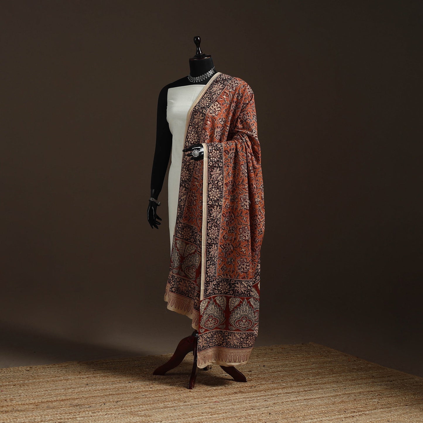 Natural dyed cotton pedana kalamkari dupatta 23