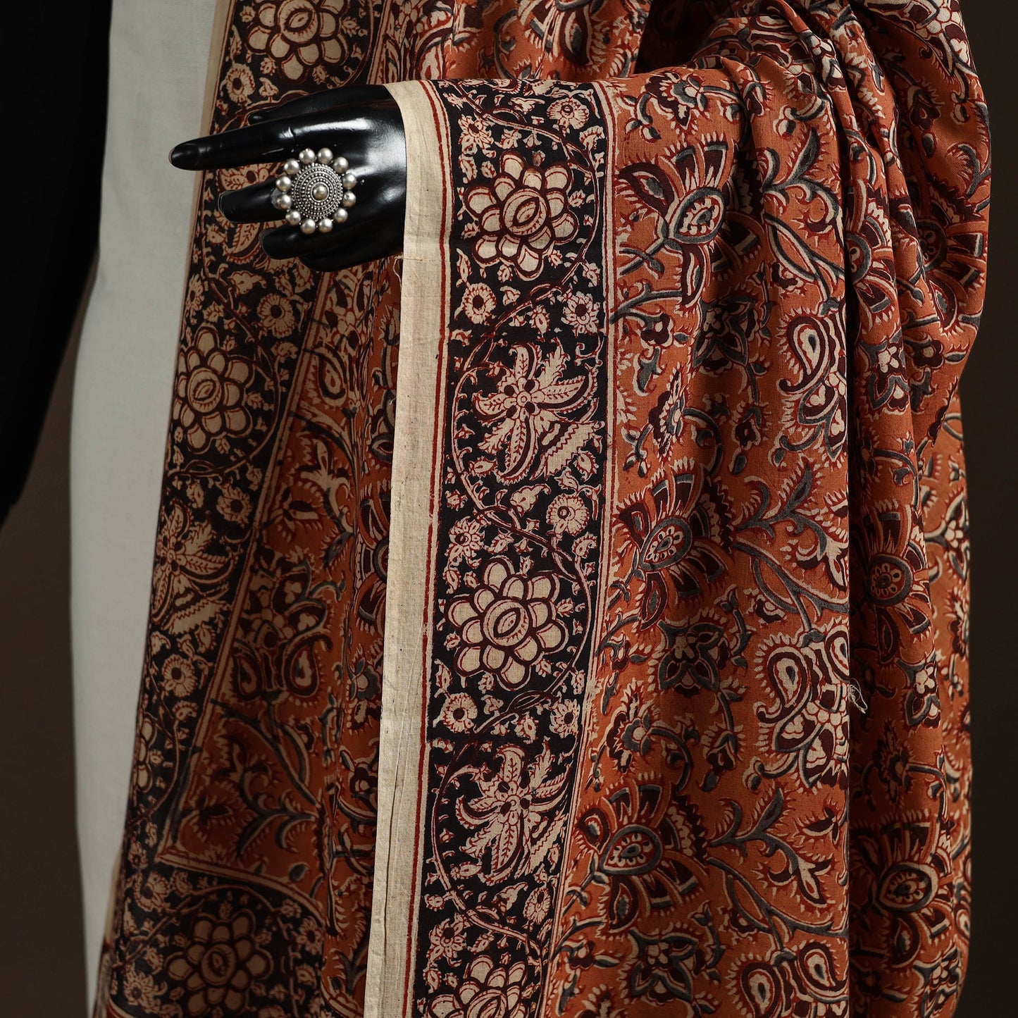 Natural dyed cotton pedana kalamkari dupatta 23