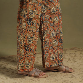 Orange Natural Dyed Block Print Cotton Pedana Kalamkari Co-ord Set