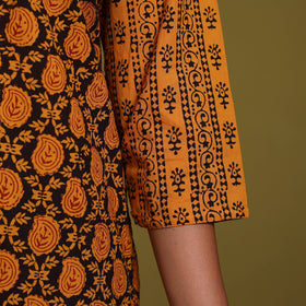Orange - natural dyed cotton straight bagh kurta 06