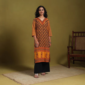 Orange - natural dyed cotton straight bagh kurta 06